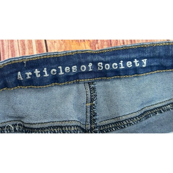 Articles Of Society Womens Hi-Rise Flare Side Slit Blue Jeans 9 (28x 31) - Picture 4 of 7